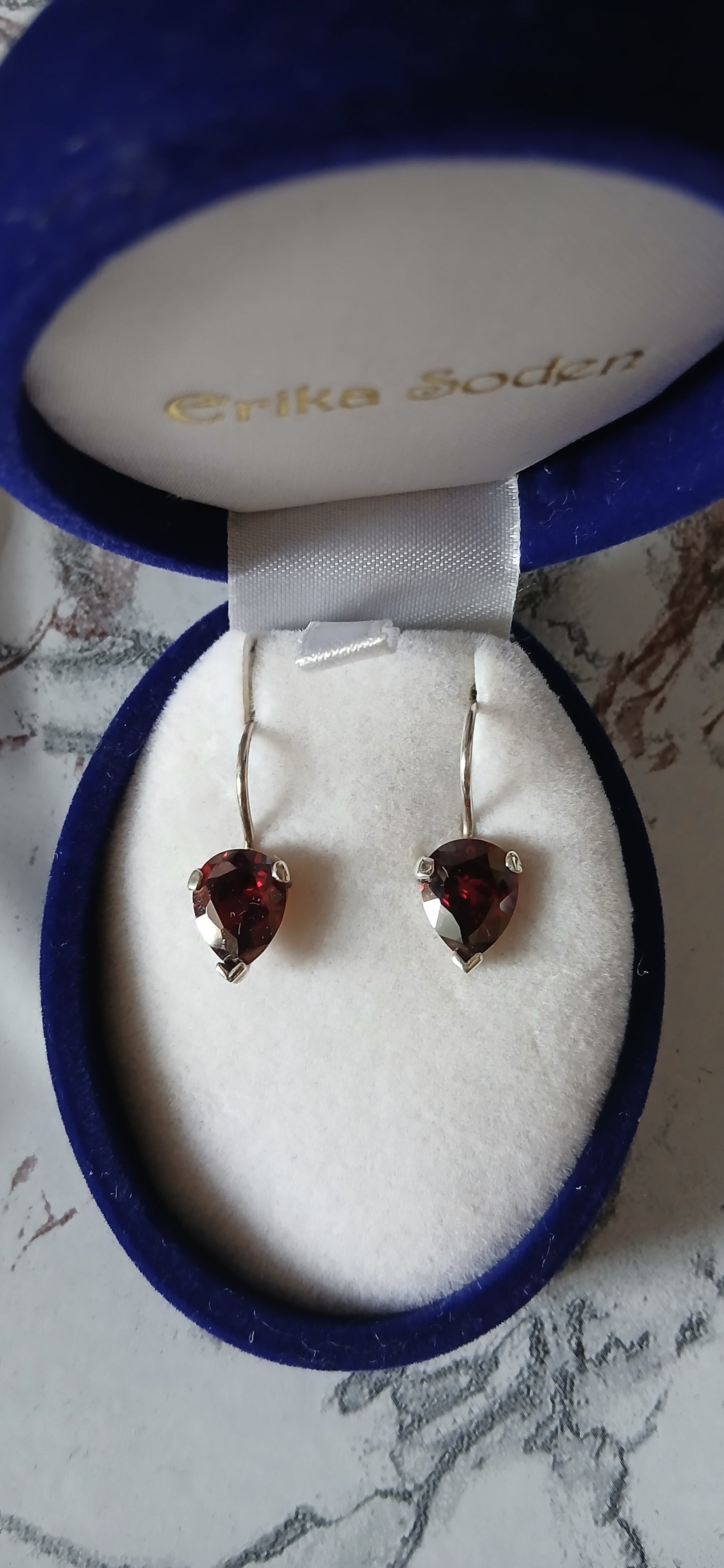 Sterling silver and garnet cubic zirconia earrings