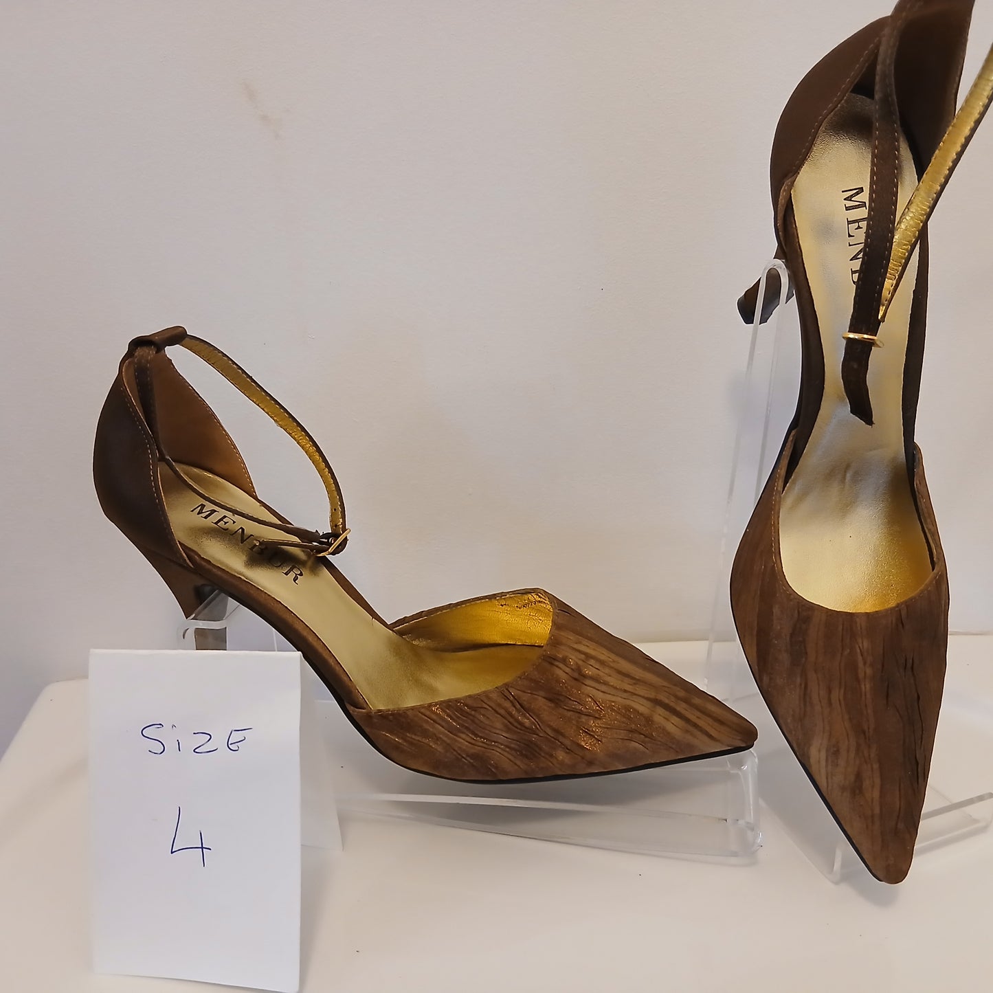 Brown Ankle Strap Shoes - Size 4