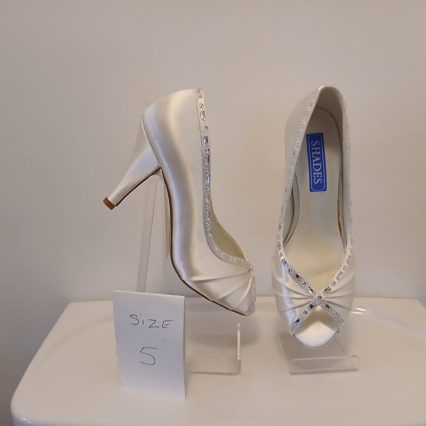 Shade shoes ivory peep toe with jewelled decorations size 5