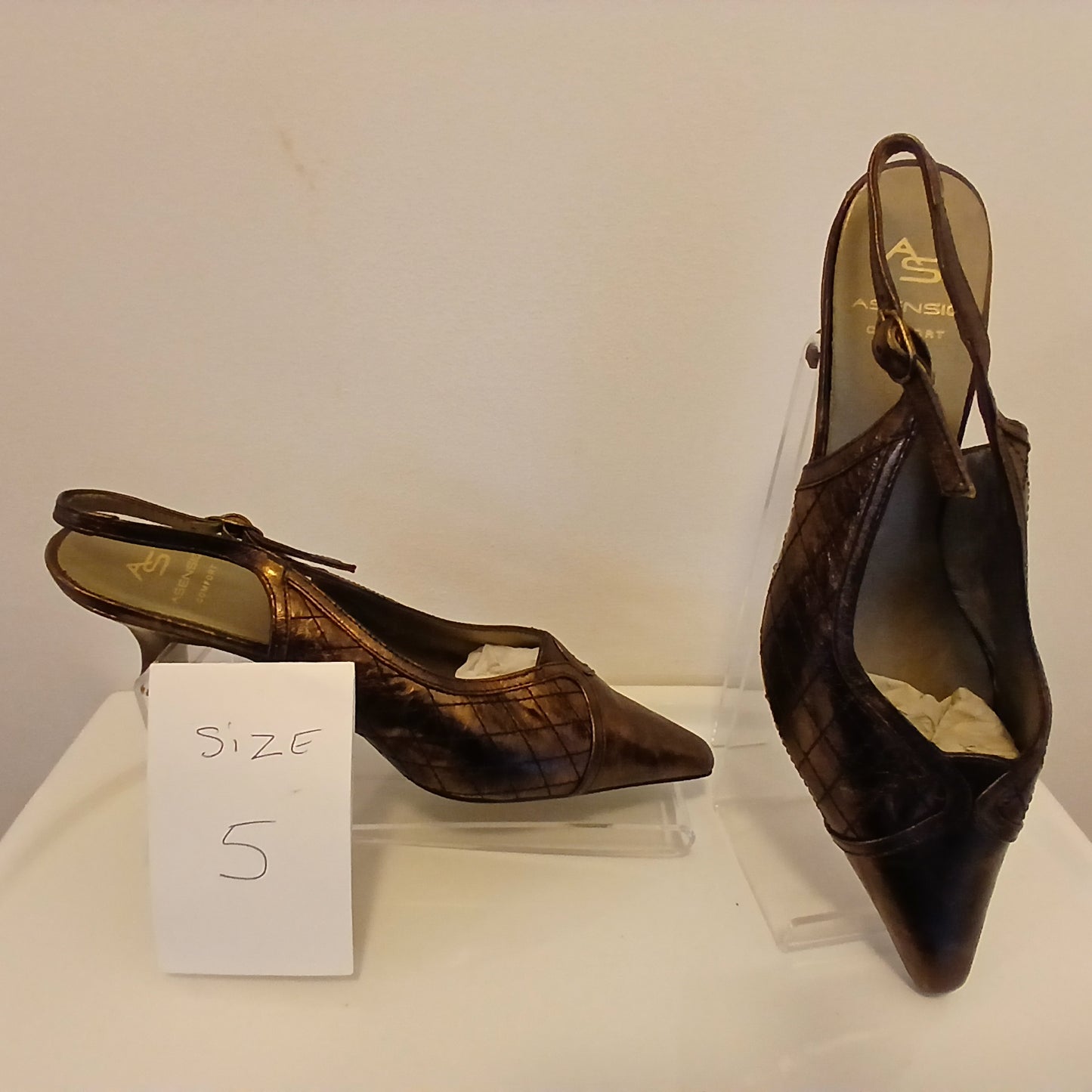 Luxury Assensio leather shoes size 5 in bronze