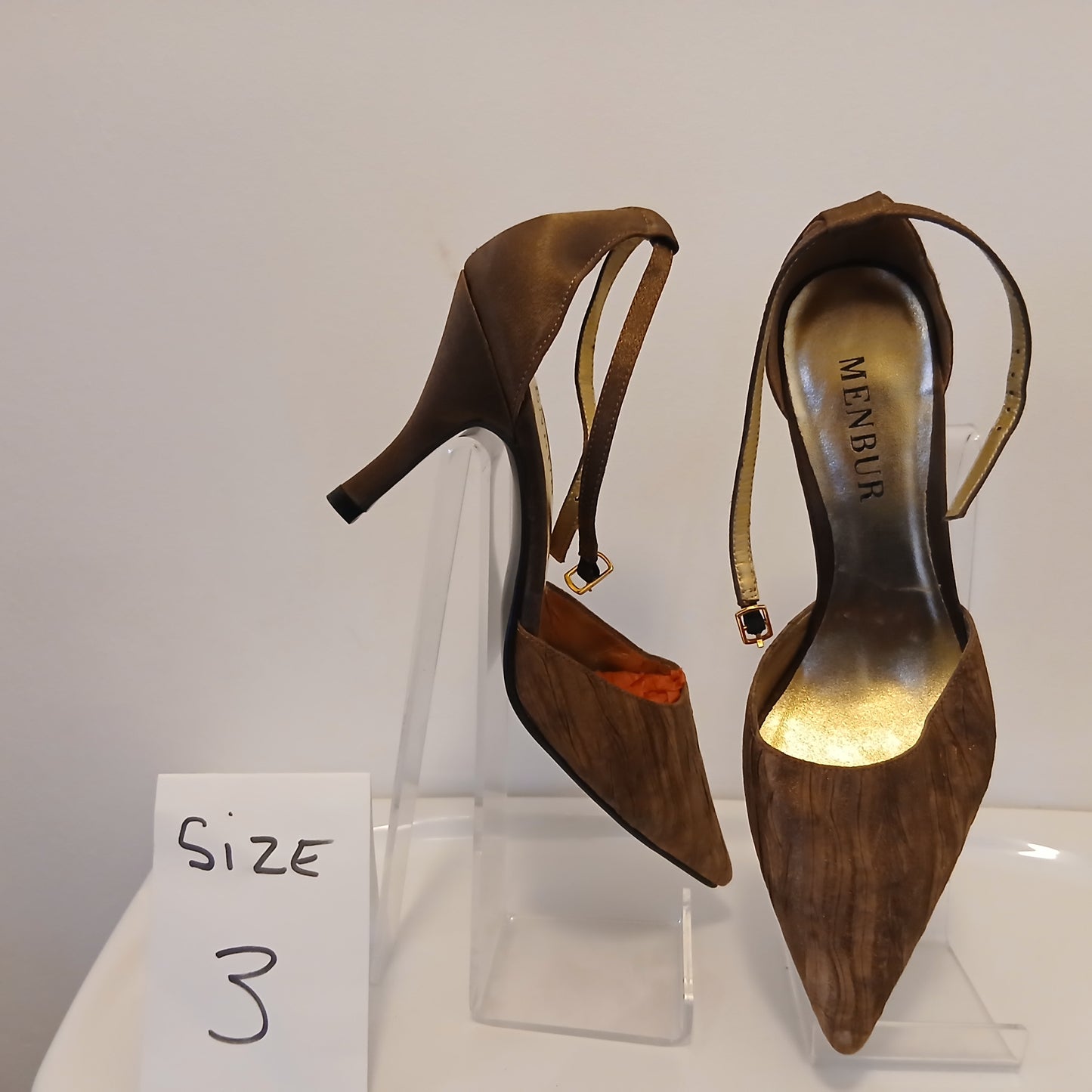 Brown ankle strap shoes size 3