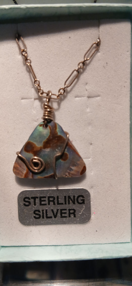 figaro chain, 925 sterling silver abalone