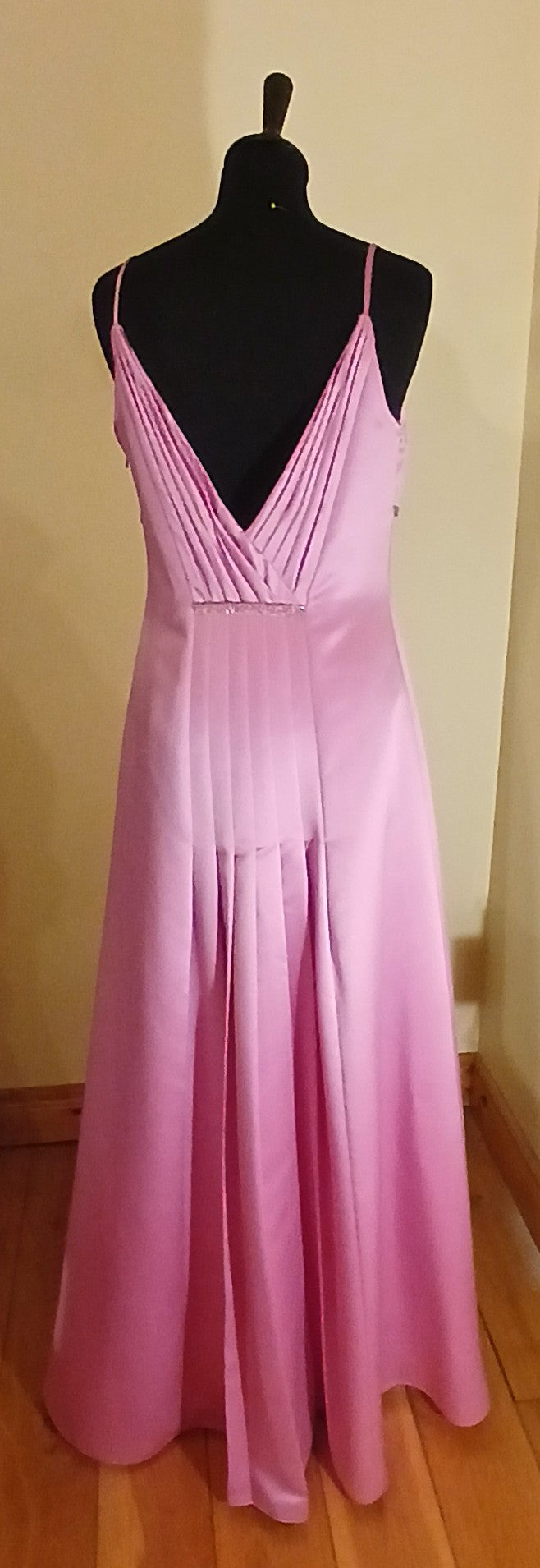 pink satin dress size 14 back view