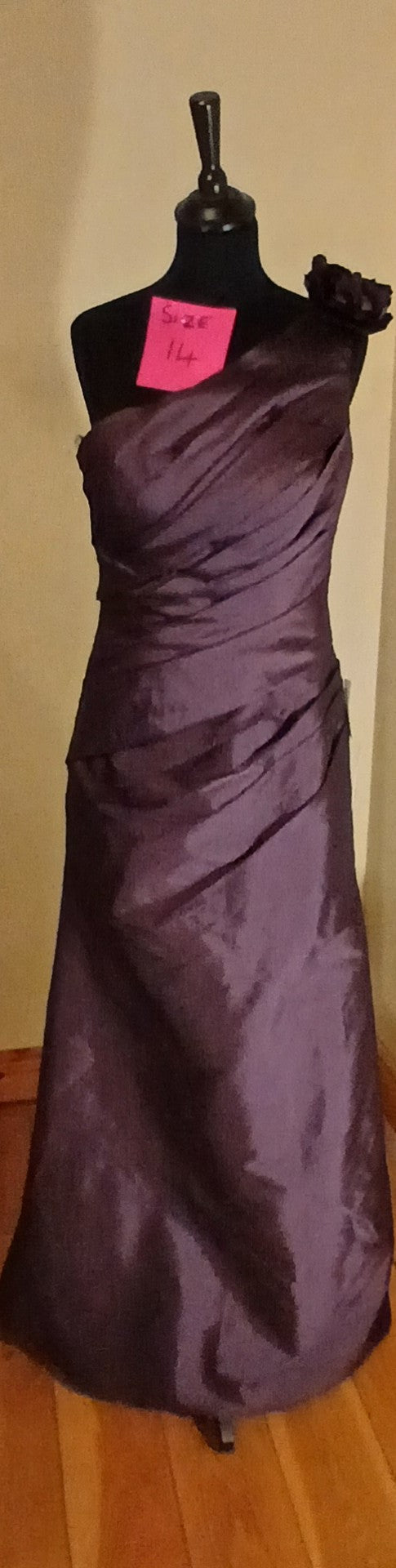 Purple Taffeta one shoulder dress 14