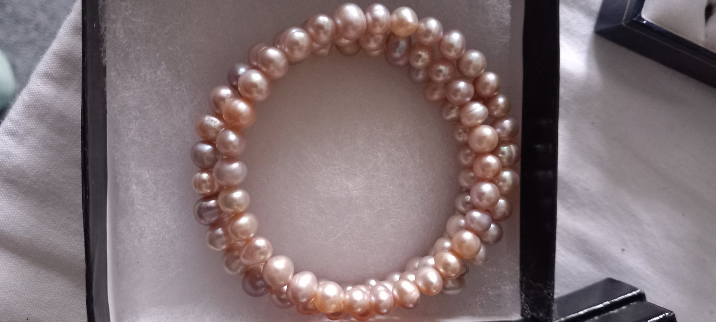 Pink pearl wrap around bracelet  one size