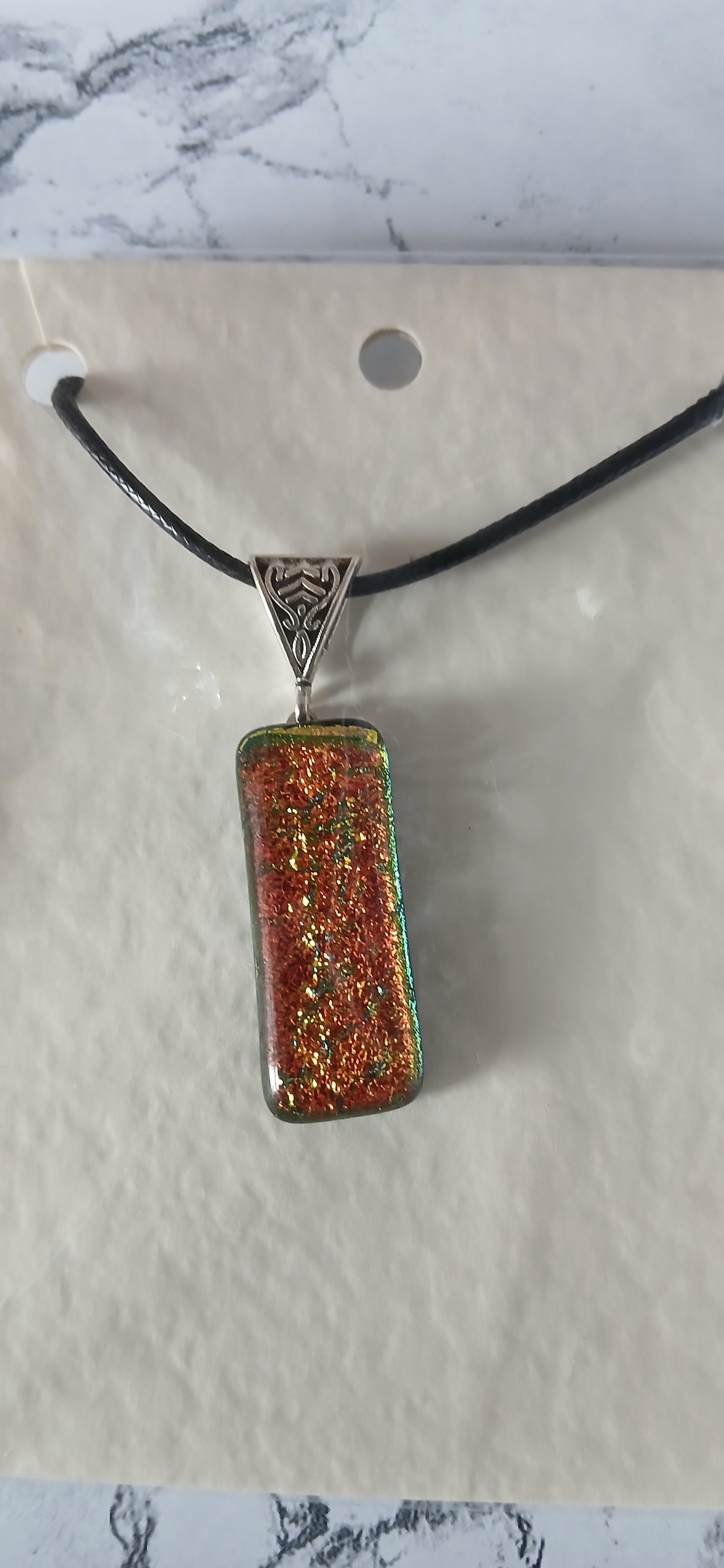  dazzling copper dichroic pendant on cord only  limited number of these pendants 