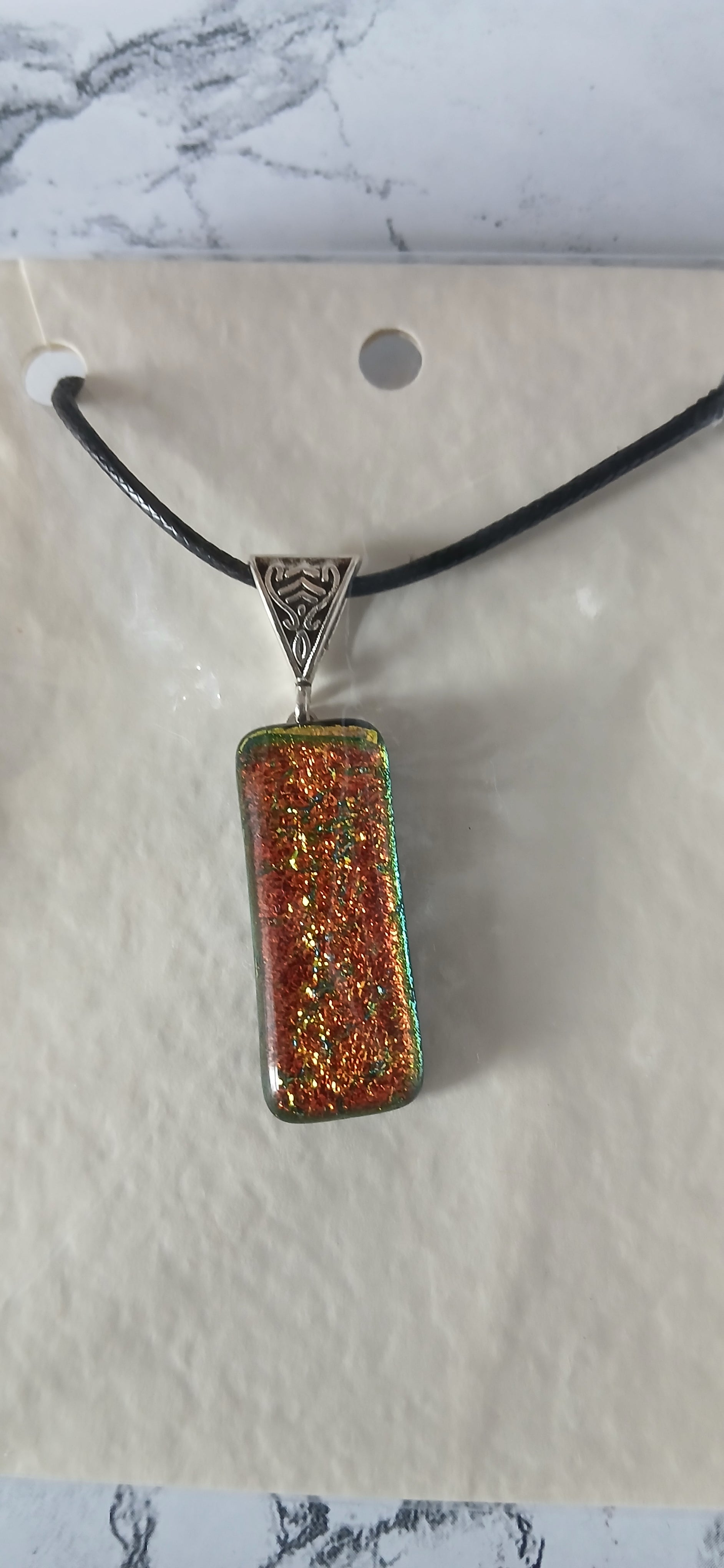  dazzling copper dichroic pendant on cord only  limited number of these pendants 