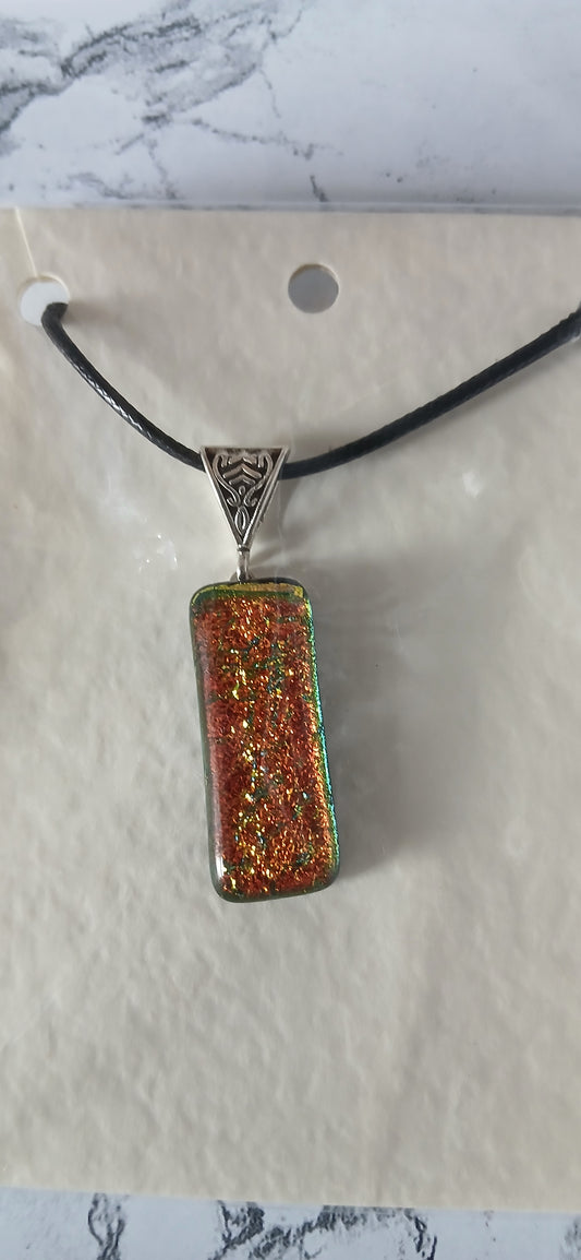  dazzling copper dichroic pendant on cord only  limited number of these pendants 