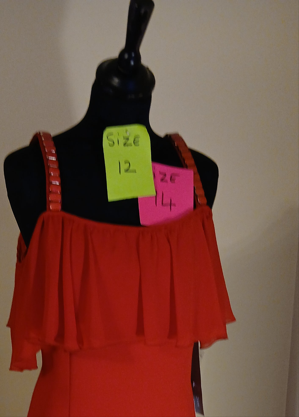red dress with beaded straps
