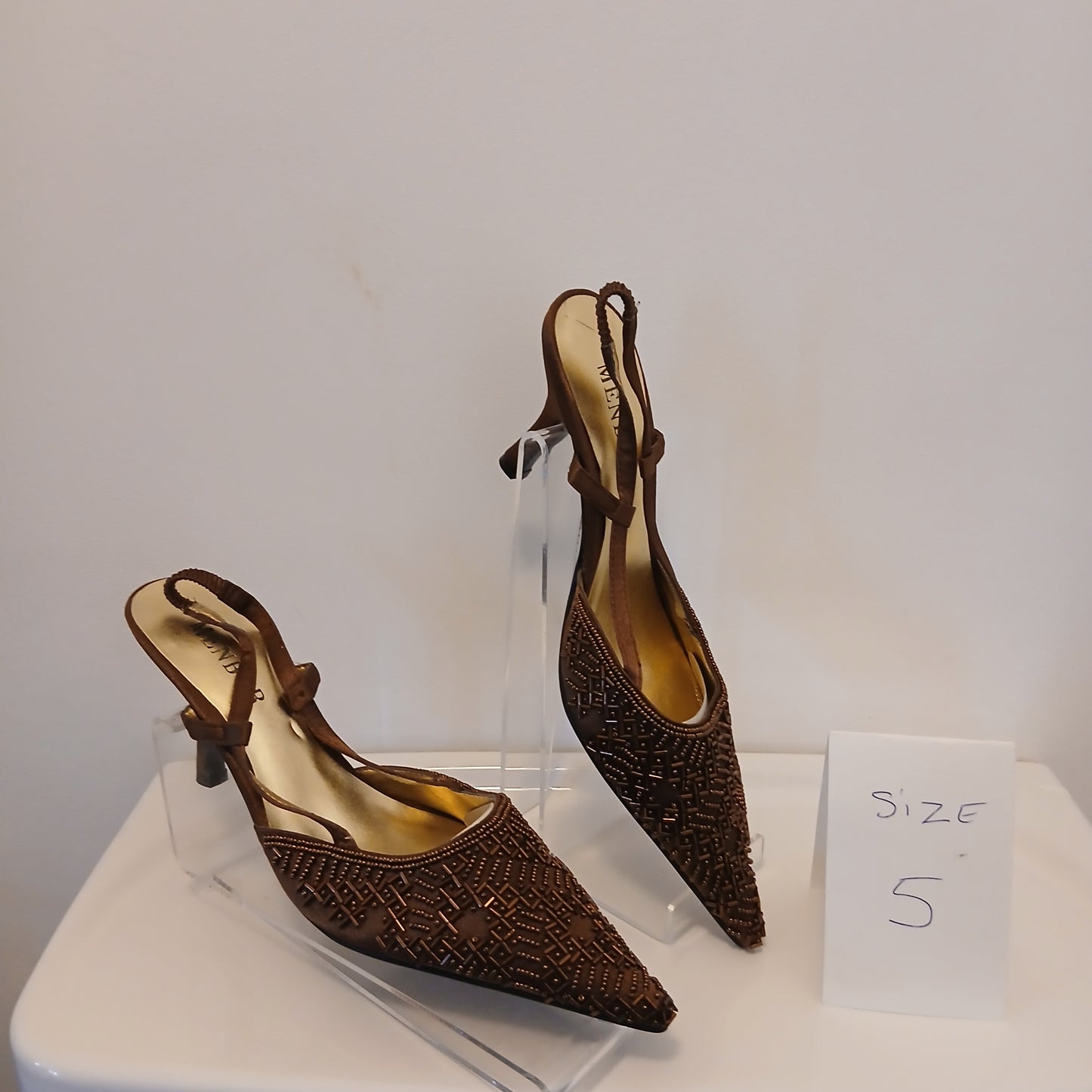 Bronze beaded slingback  size 5