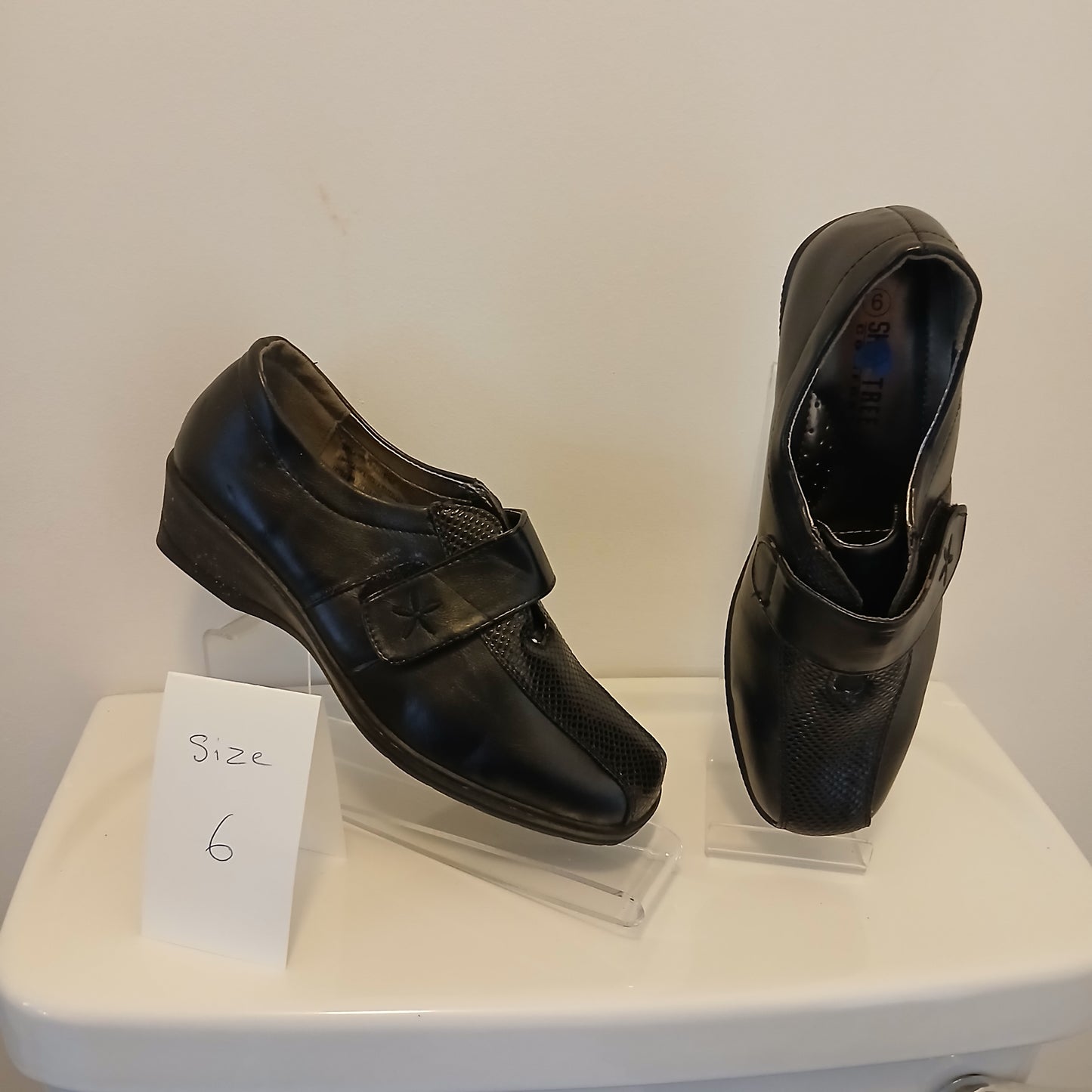 Black Comfort  shoe in Black  size 6 with velcro  closure