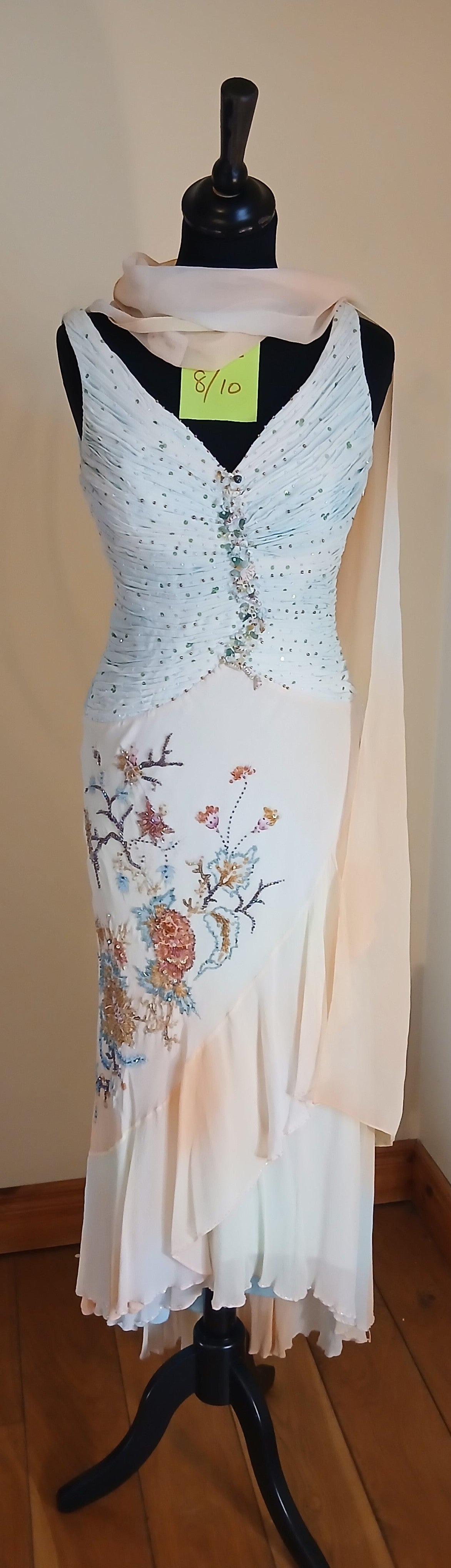 size 8/10 hand painted silk dress 