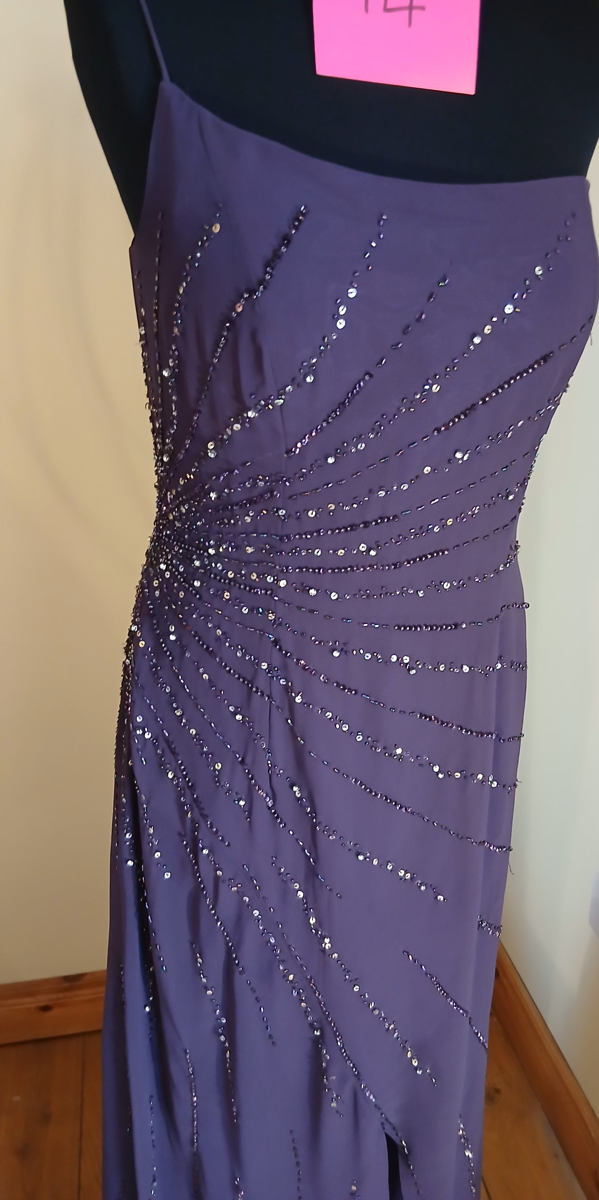 Purple beaded  dress size 14 on sale 