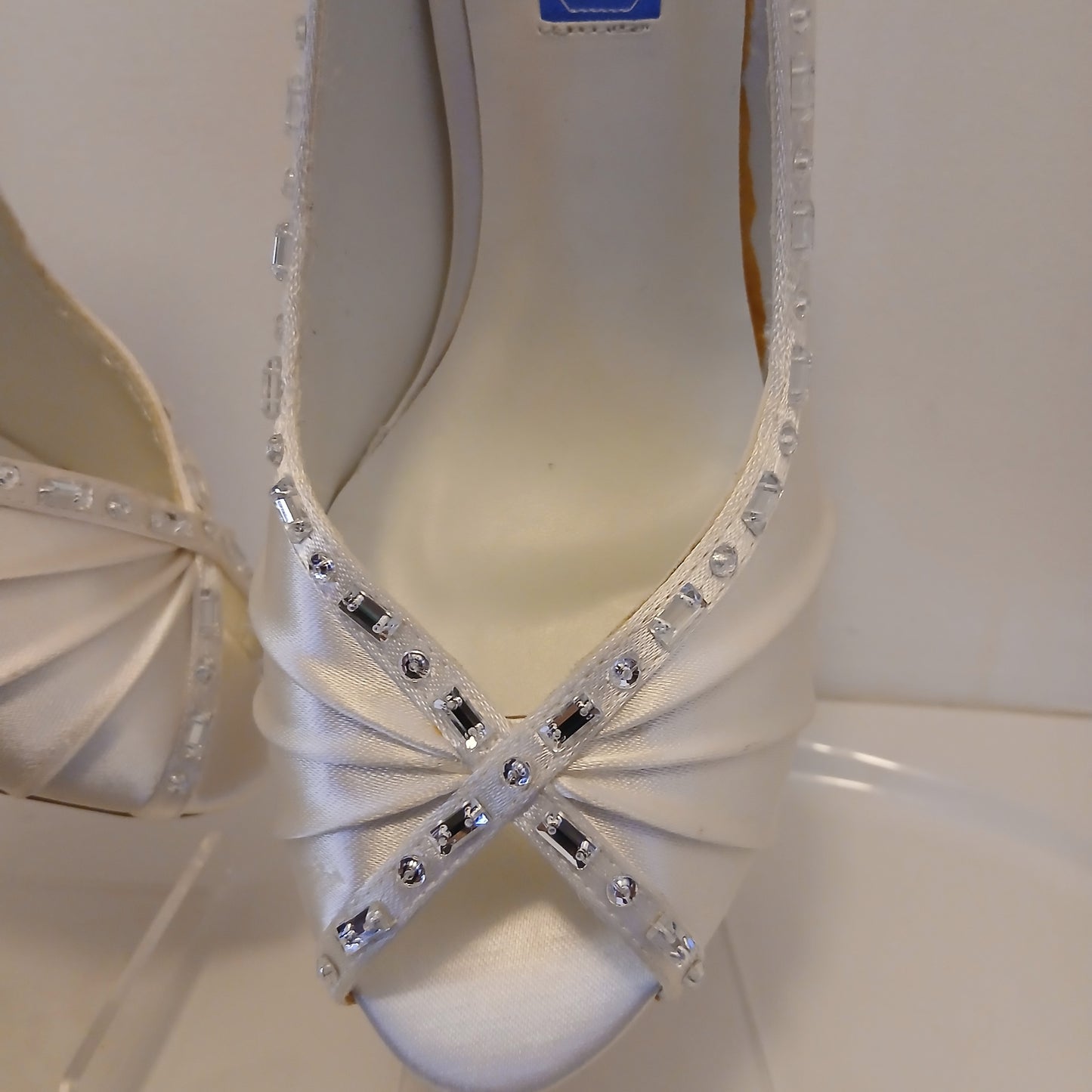 Shade shoes  ivory peep toe with jewelled  decorations  size 5