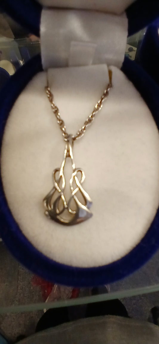 Sterling silver Celtic design necklace featuring intricate traditional Celtic knotwork pendant on sterling silver chain