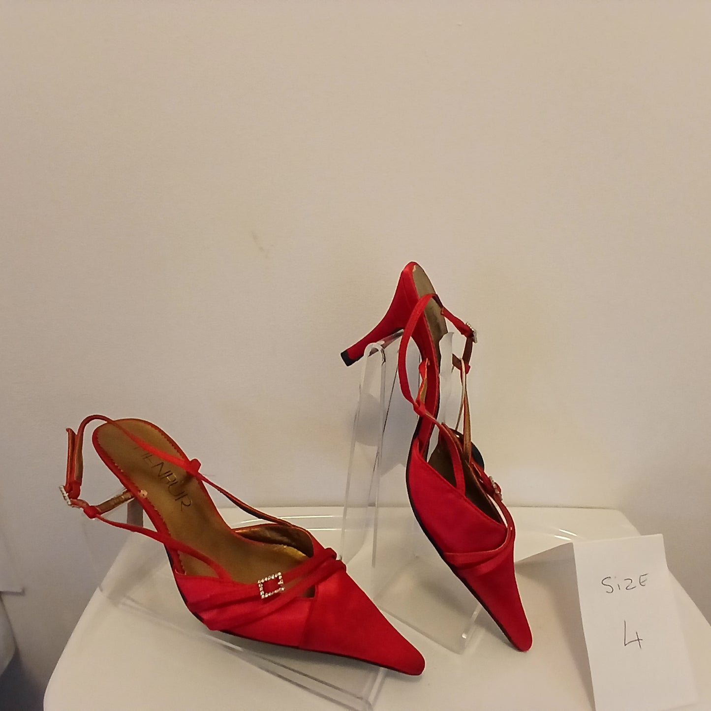 Red slingback diamanté detail size 4