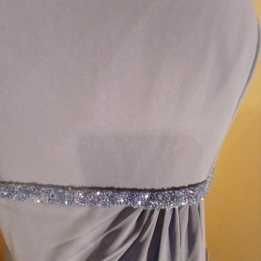 close up of beading on periwinkle dress size 10