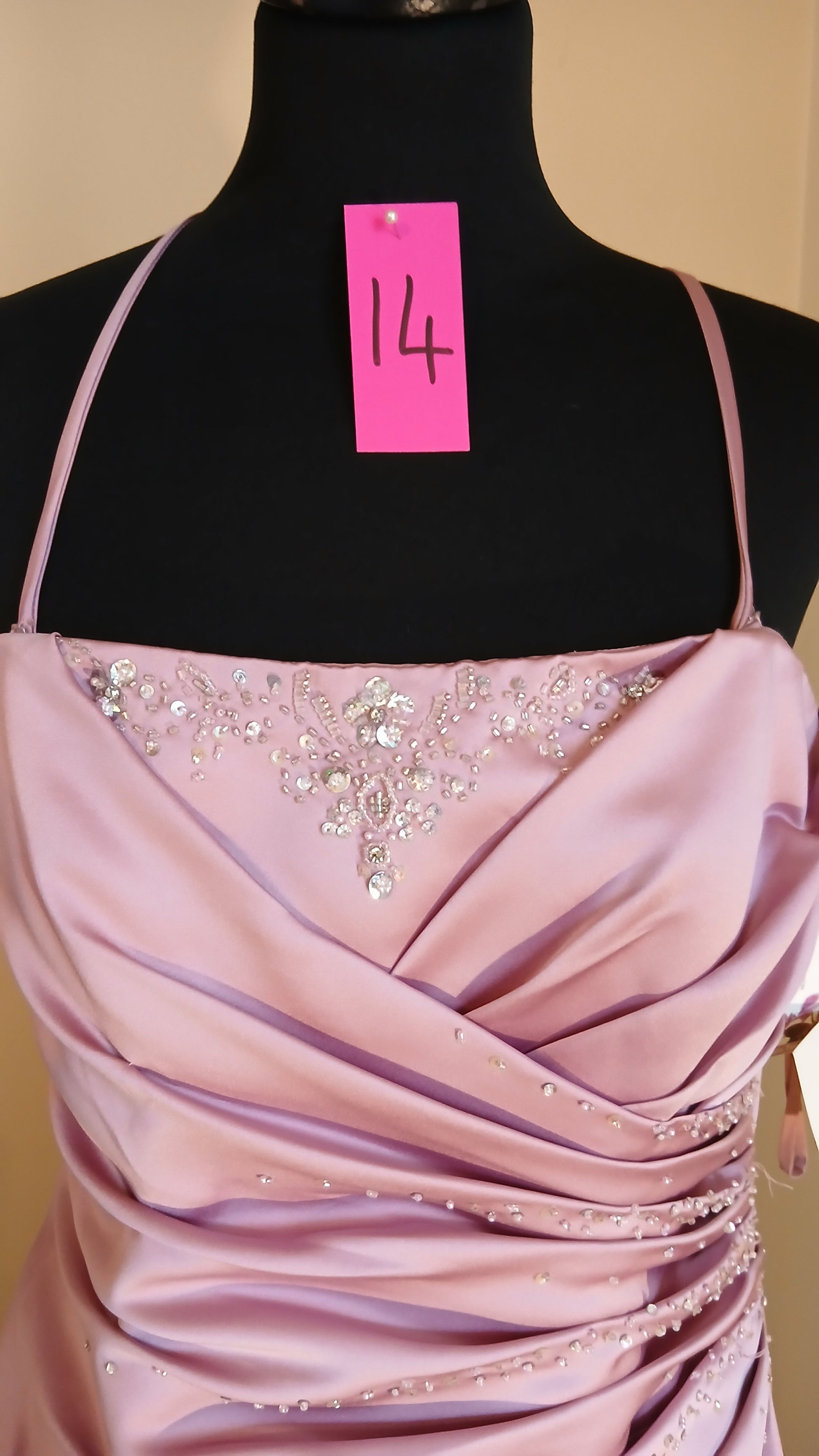 beautiful dusty pink satin dress size 14