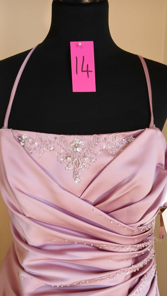 beautiful dusty pink satin dress size 14