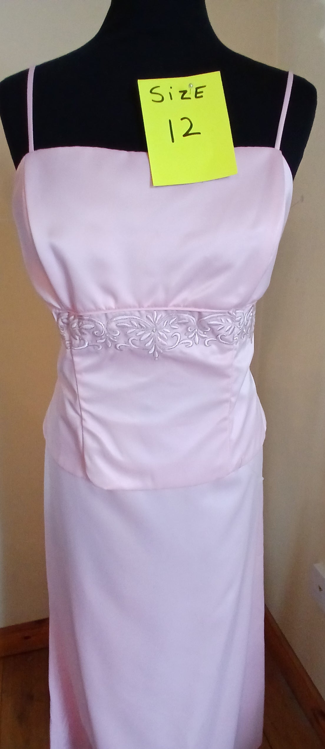 baby pink satin dress size 12 