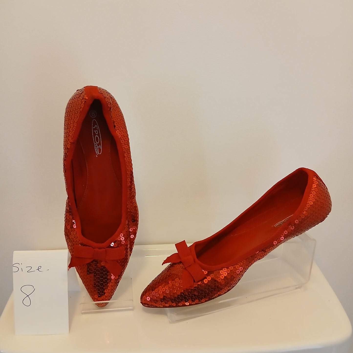 Red  sequined pumps size 8
