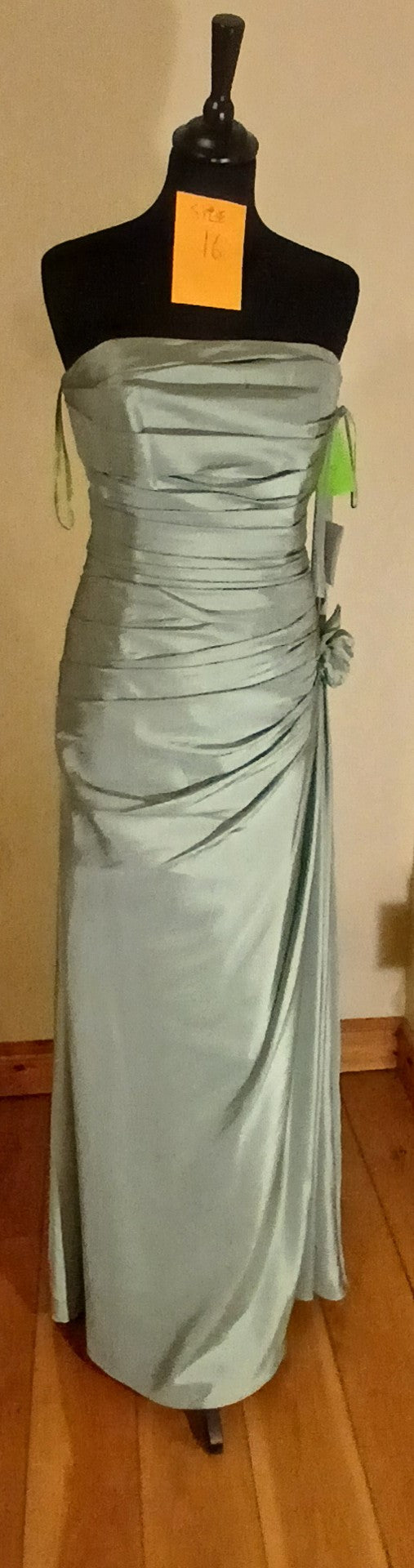full length view of pale green size 16 dress
