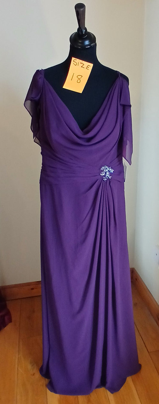 stunning Cadbury's purple size 18 chiffon dress , not only is this dress stunning its also in our clearance sale 