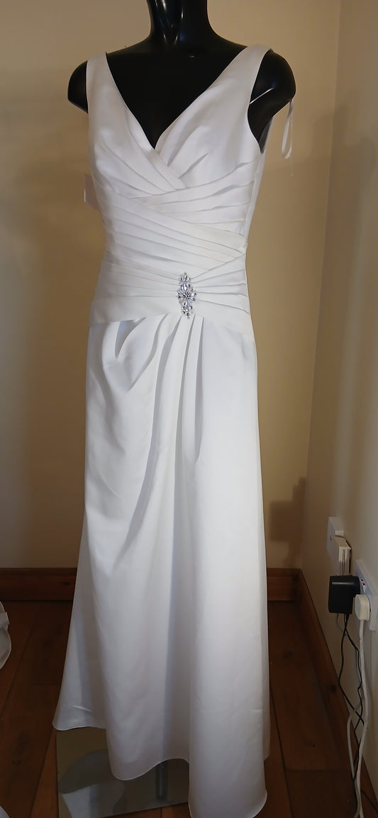 satin  wedding dress Carina is a size 12 in ivory.