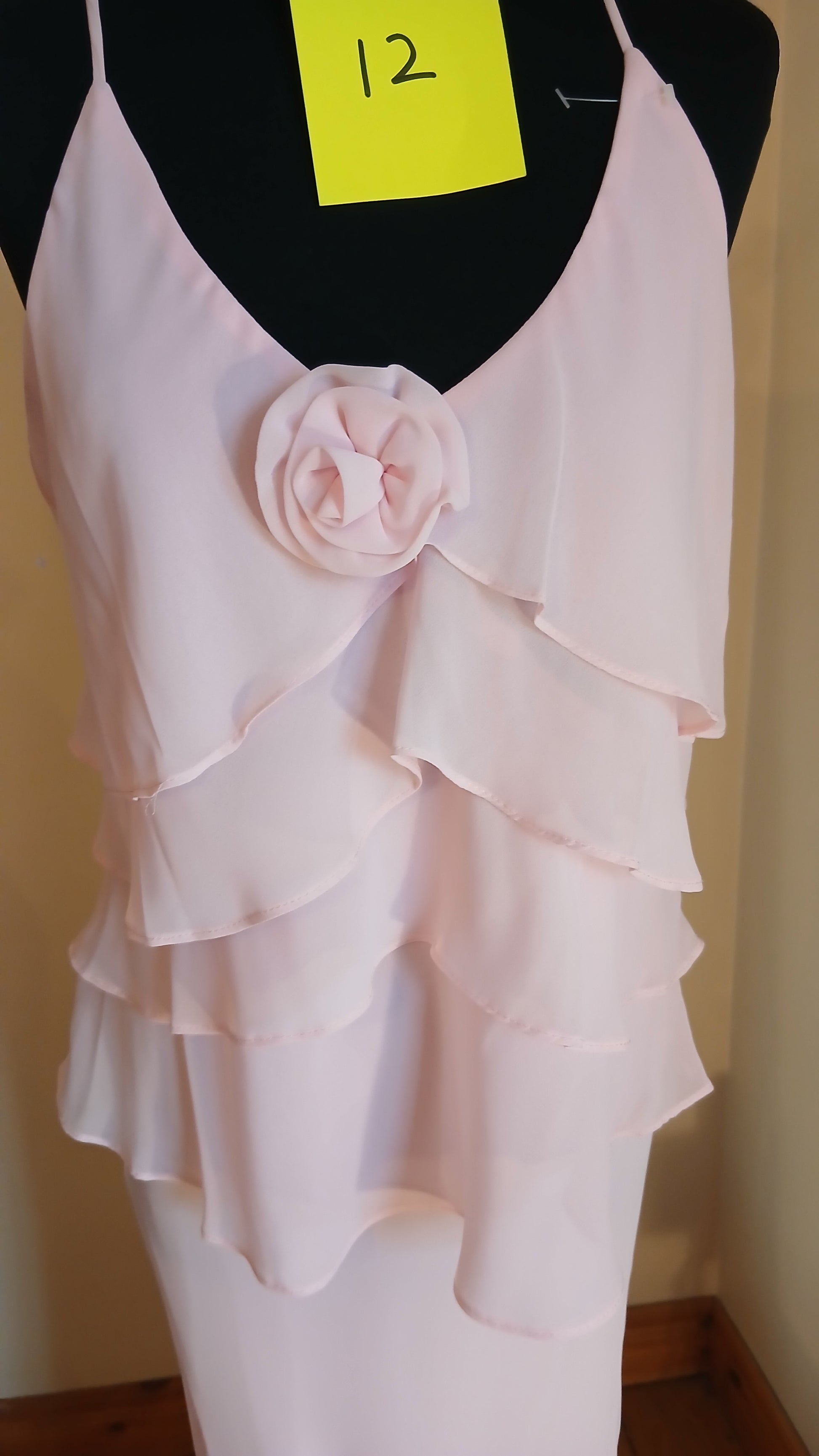 bodice detail pale pink size 12 top and skirt chiffon fabric