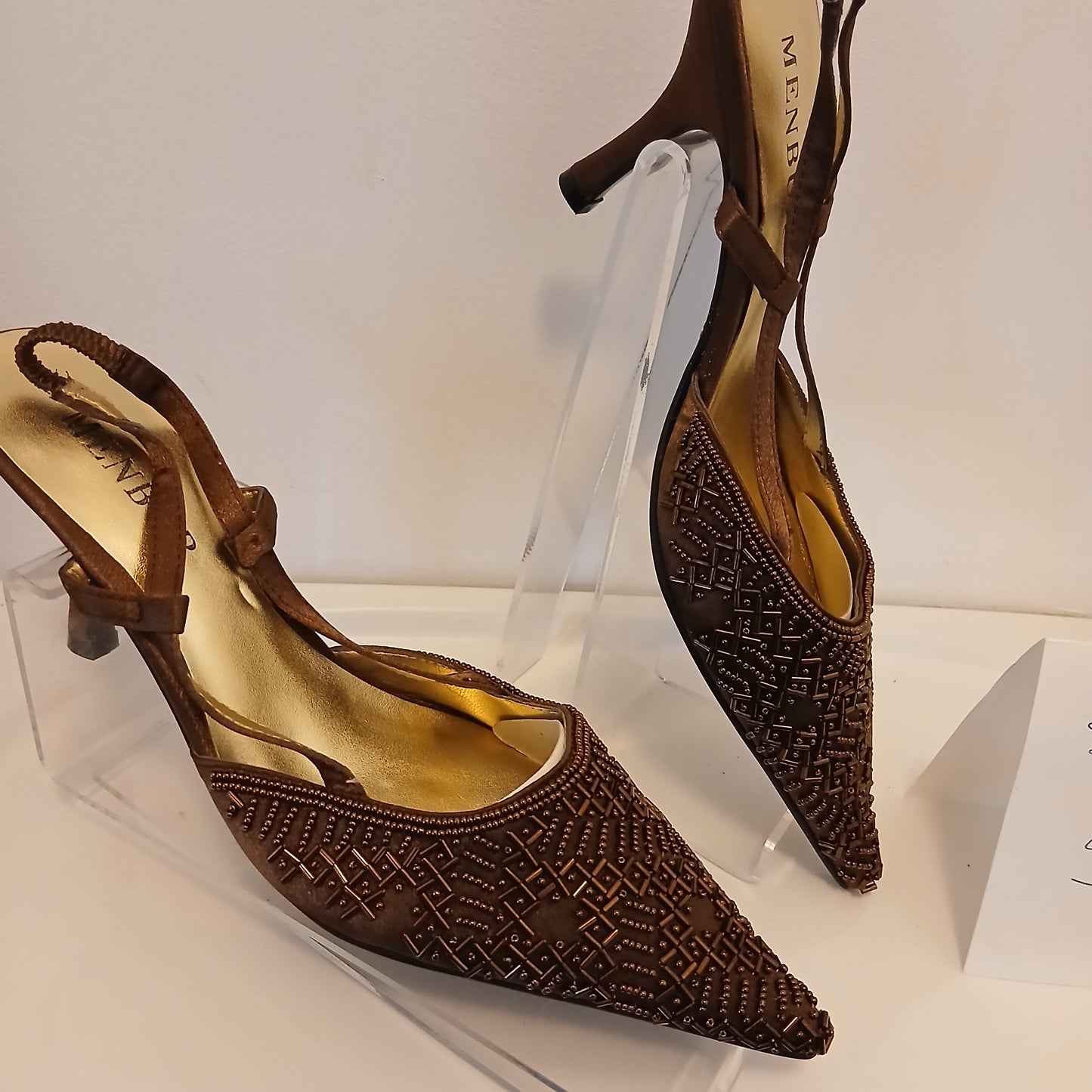 Bronze beaded slingback  size 5