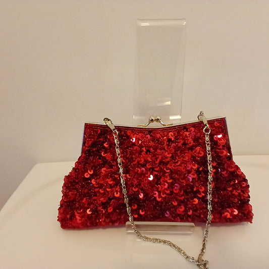 Red sequined  bag