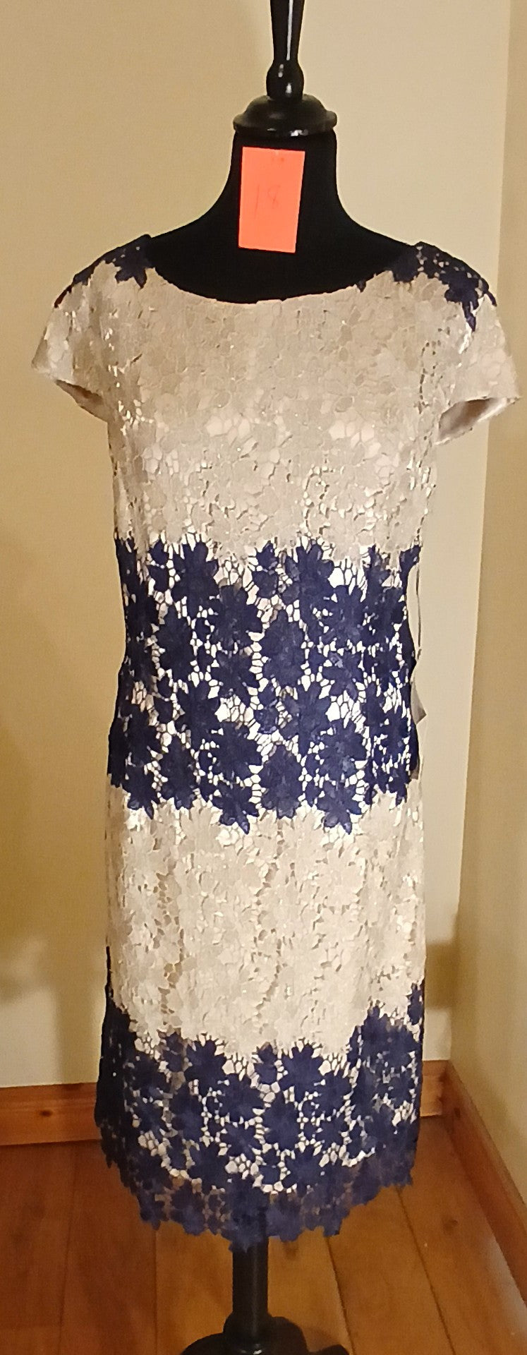 Navy and gold floral lace with sleeve