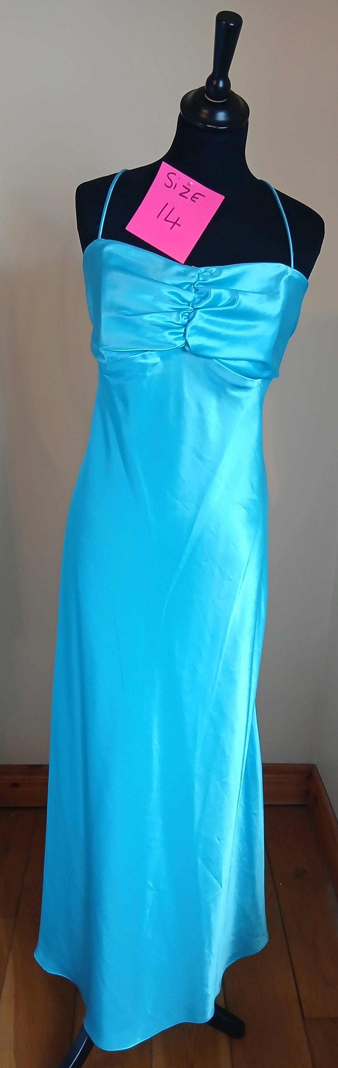 silky turquoise dress size 14 with straps