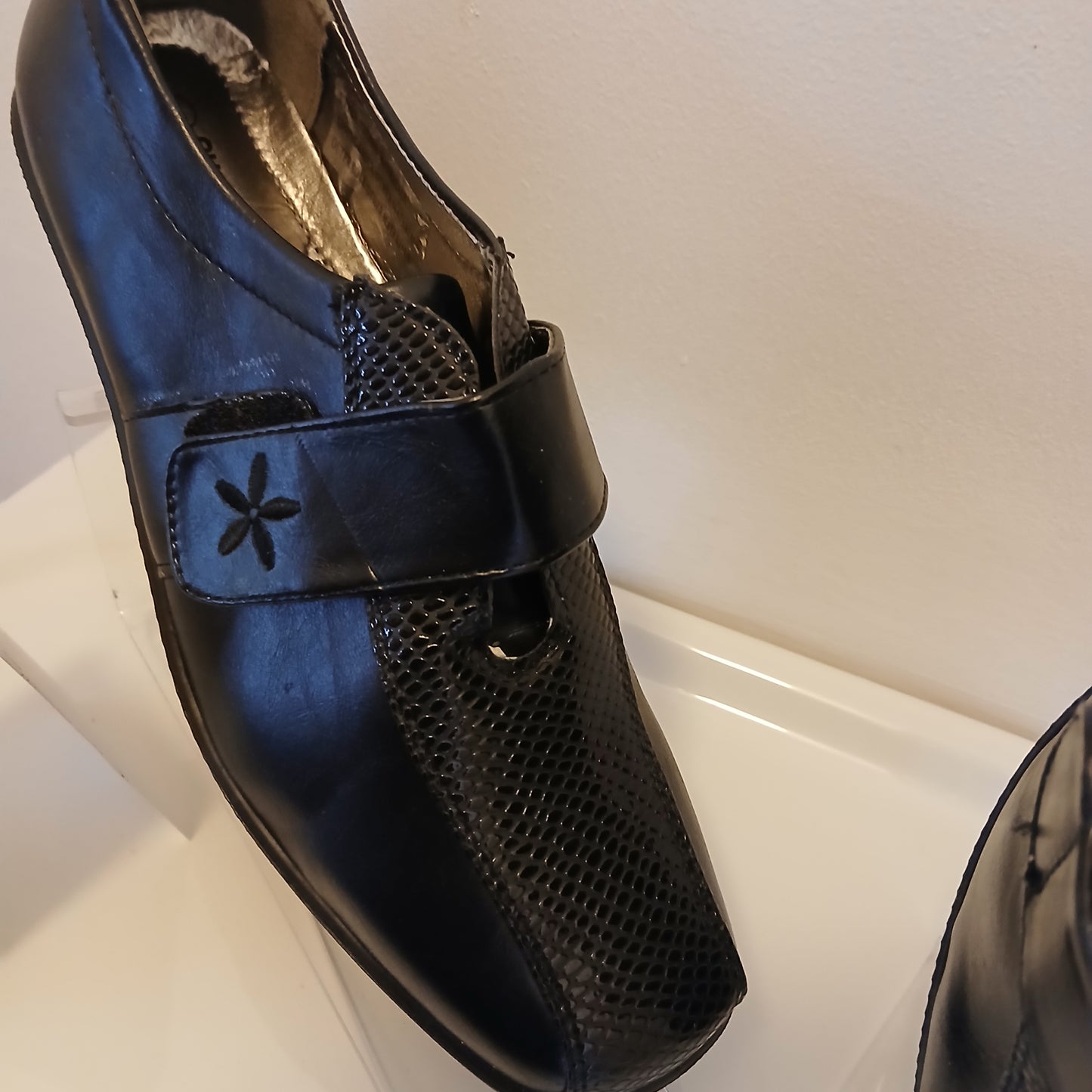 Black Comfort  shoe in Black  size 6 with velcro  closure
