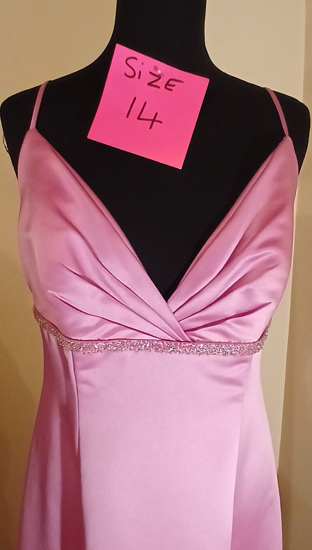 Pink Satin size  14 Dress