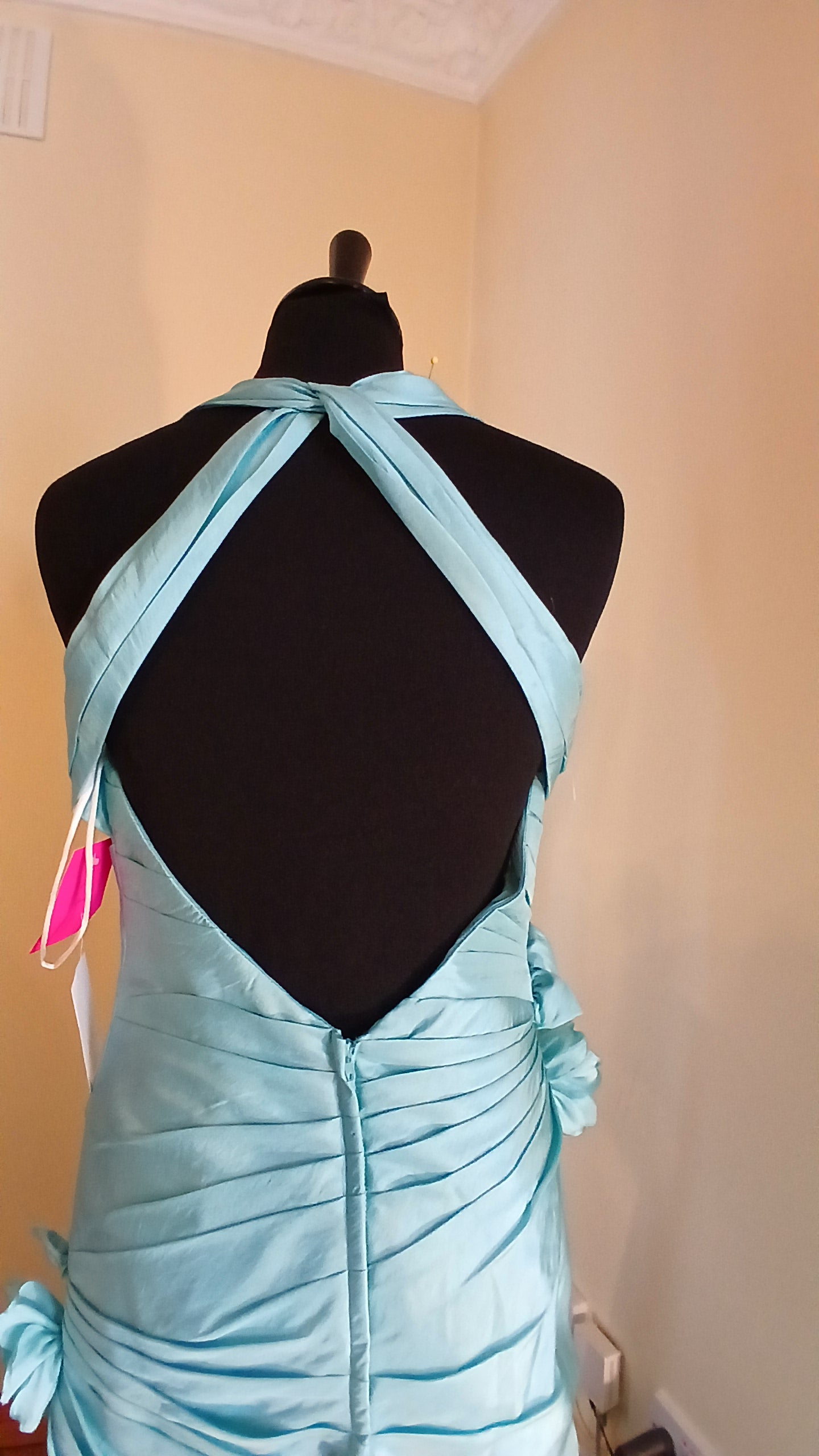 back detail blue taffeta dress size 12