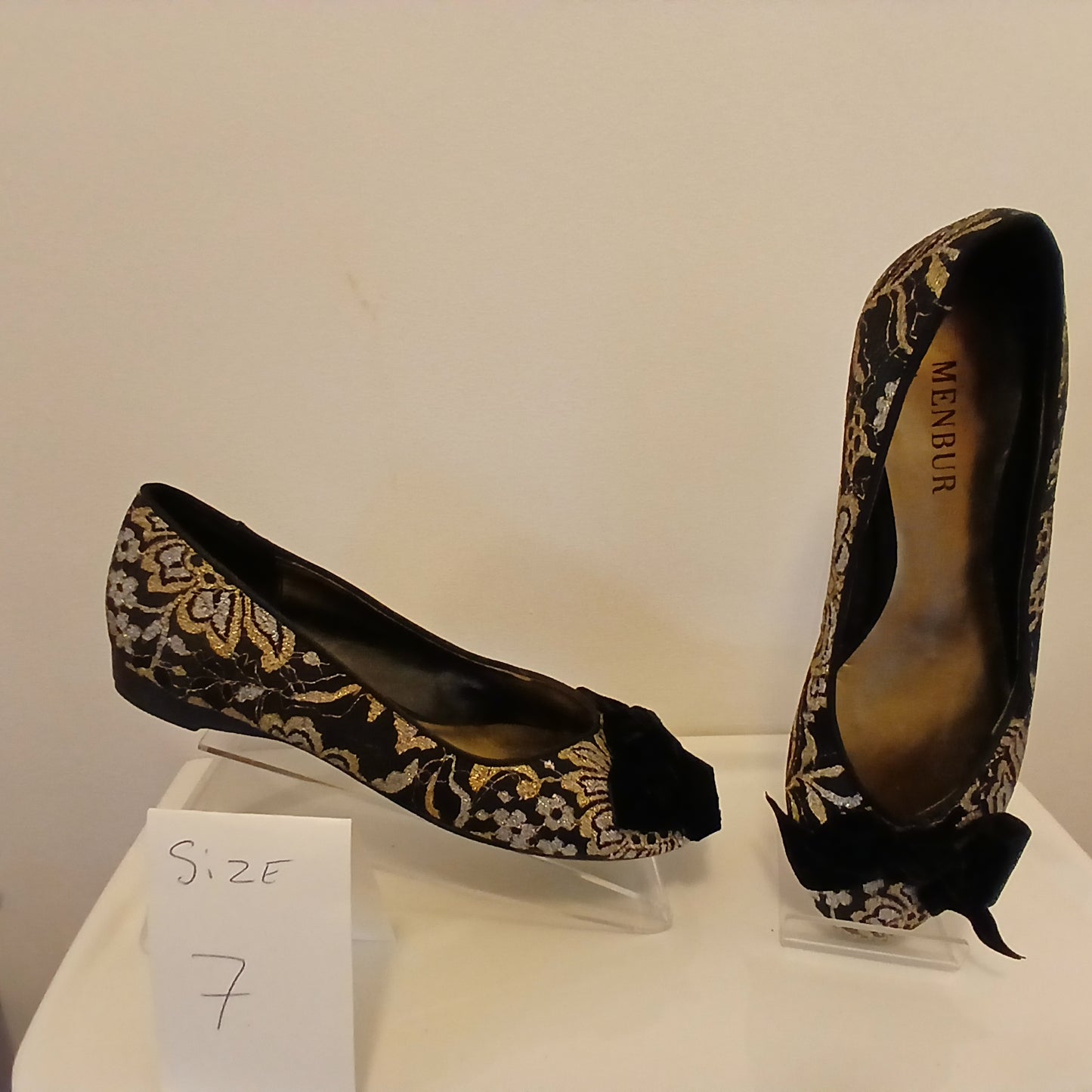 Gold and black  ballerina flats  size 7