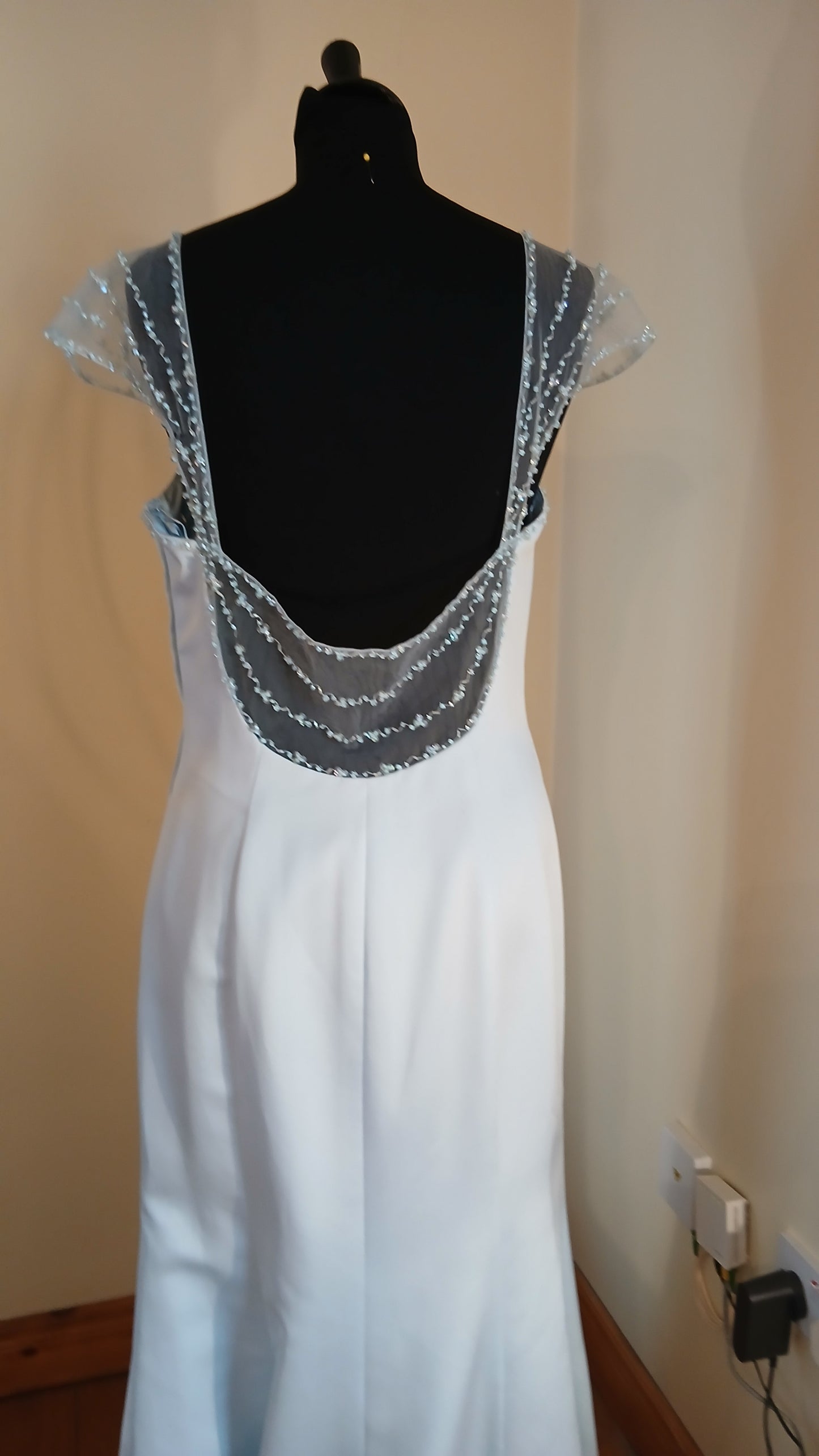 stunning back detail size 14 pale blue dress