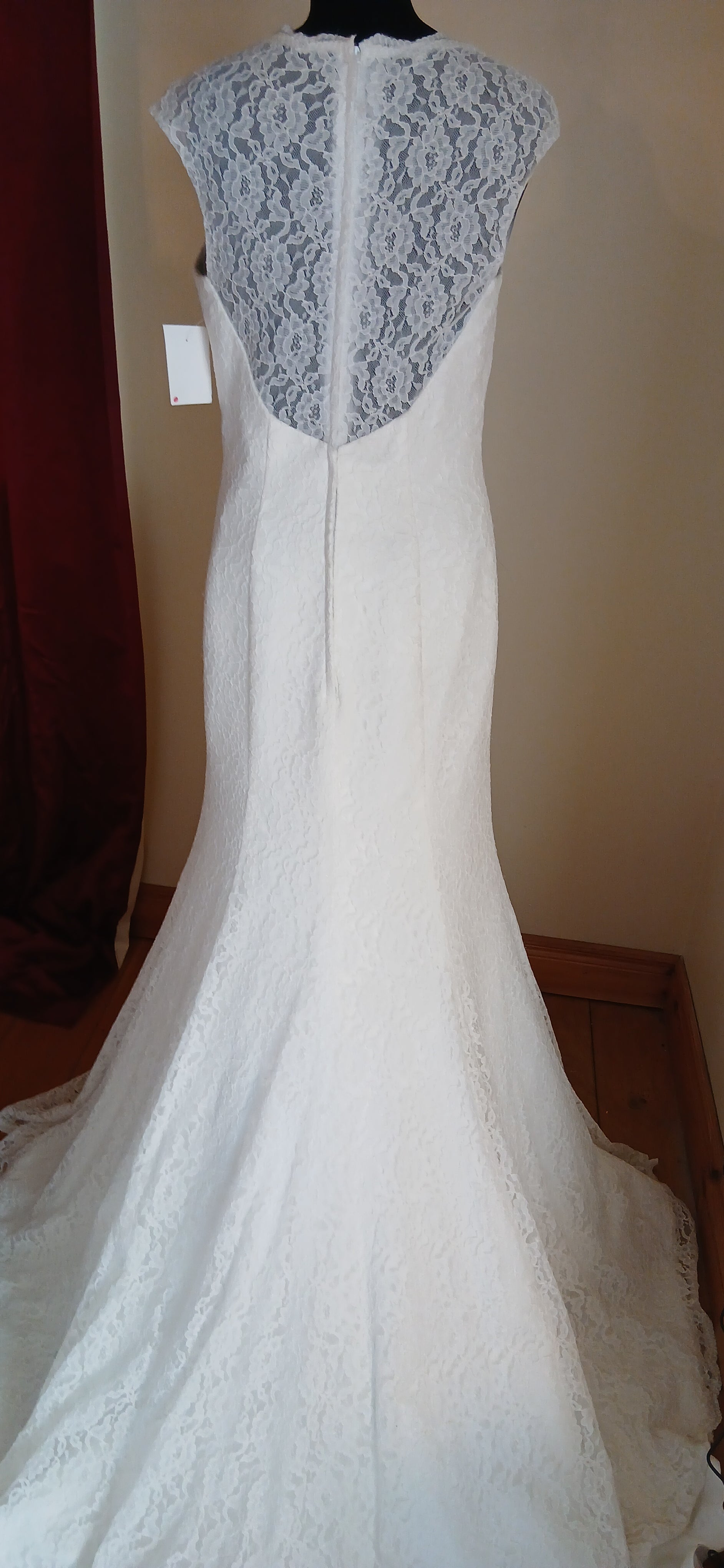 beautiul low  back dress with modesty lace