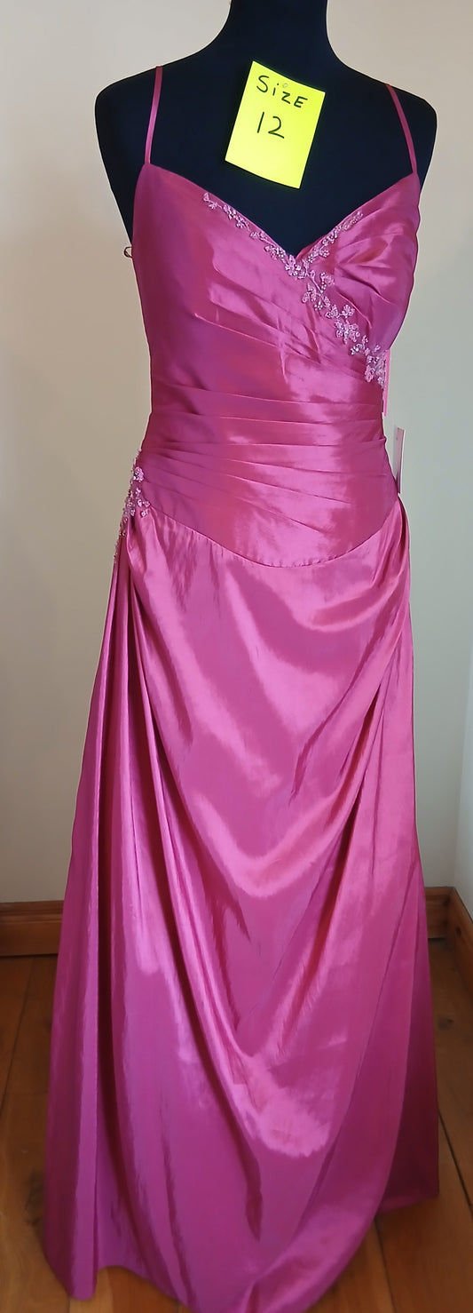 "Bright cerise pink taffeta dress