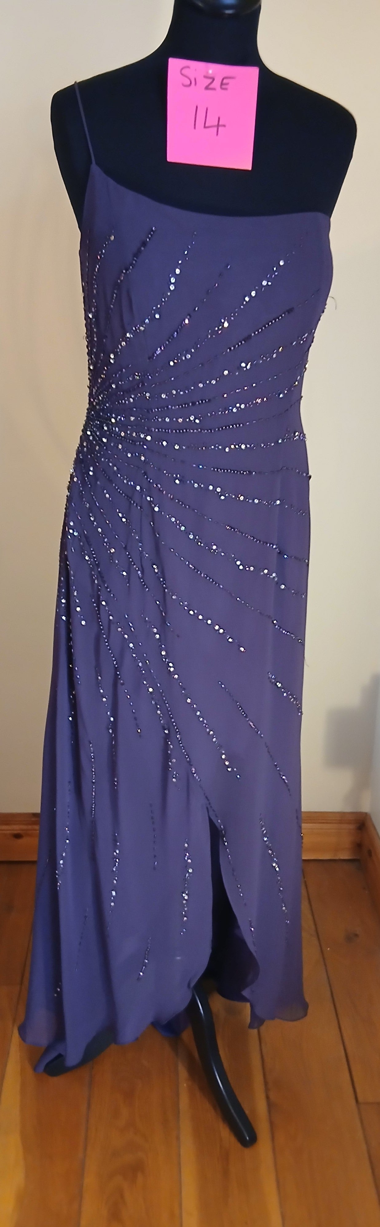 full length dress purple size 14  debs formal