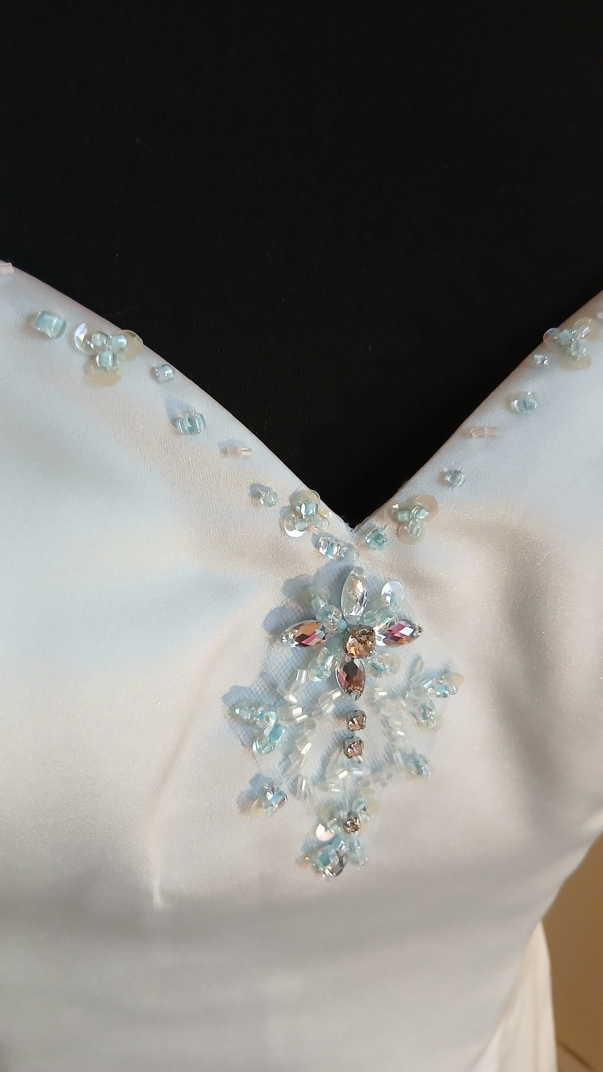 sweat heart neckline beaded detail