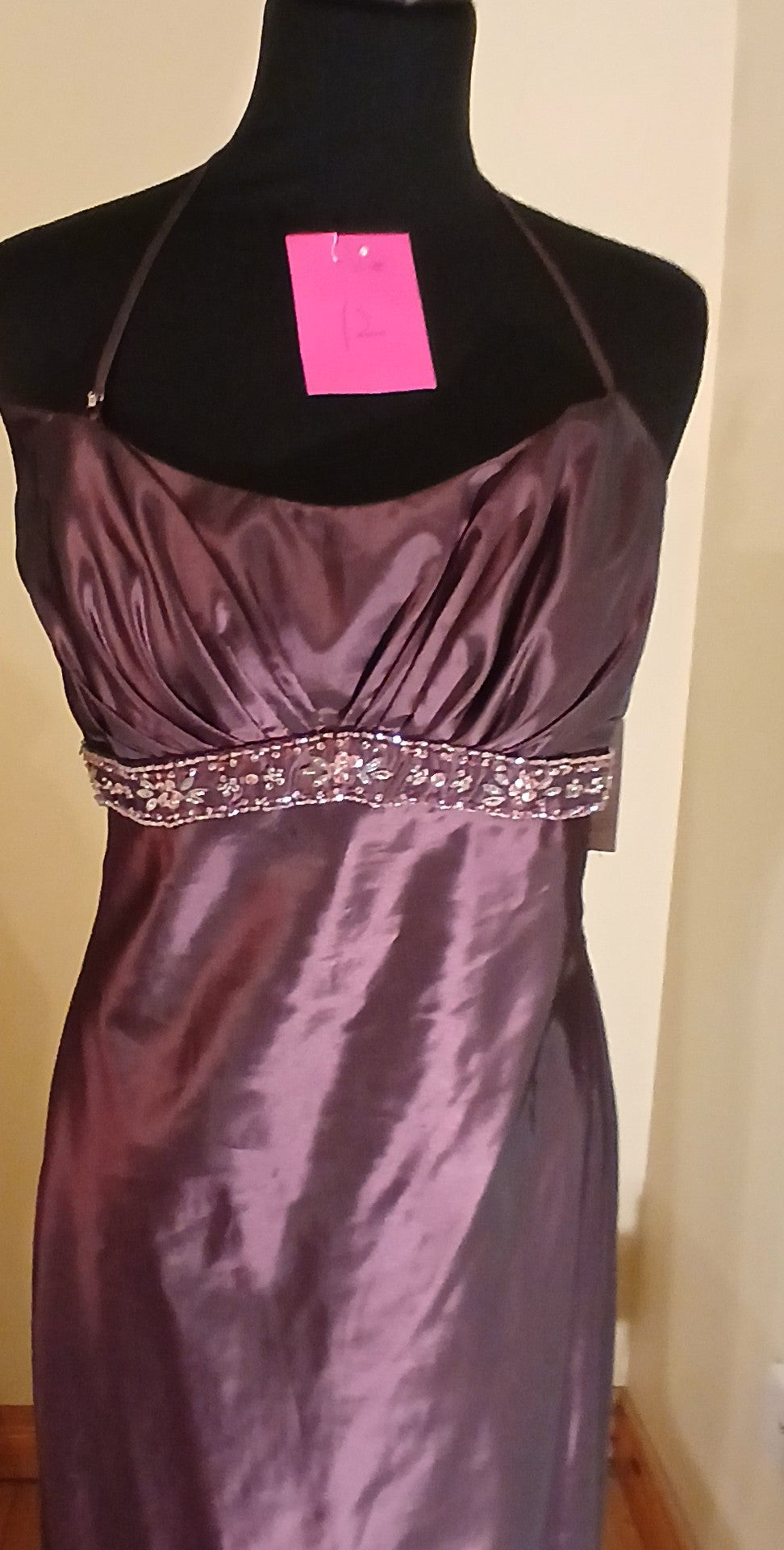 Plum dress size 14 with beaded band under bust