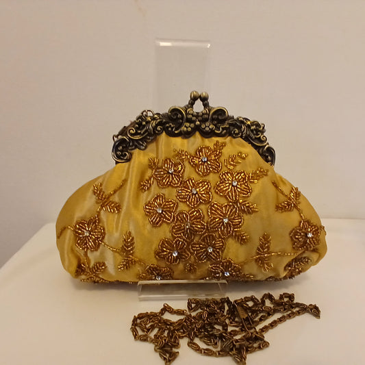 Gold beaded  bag with shoulder  strap