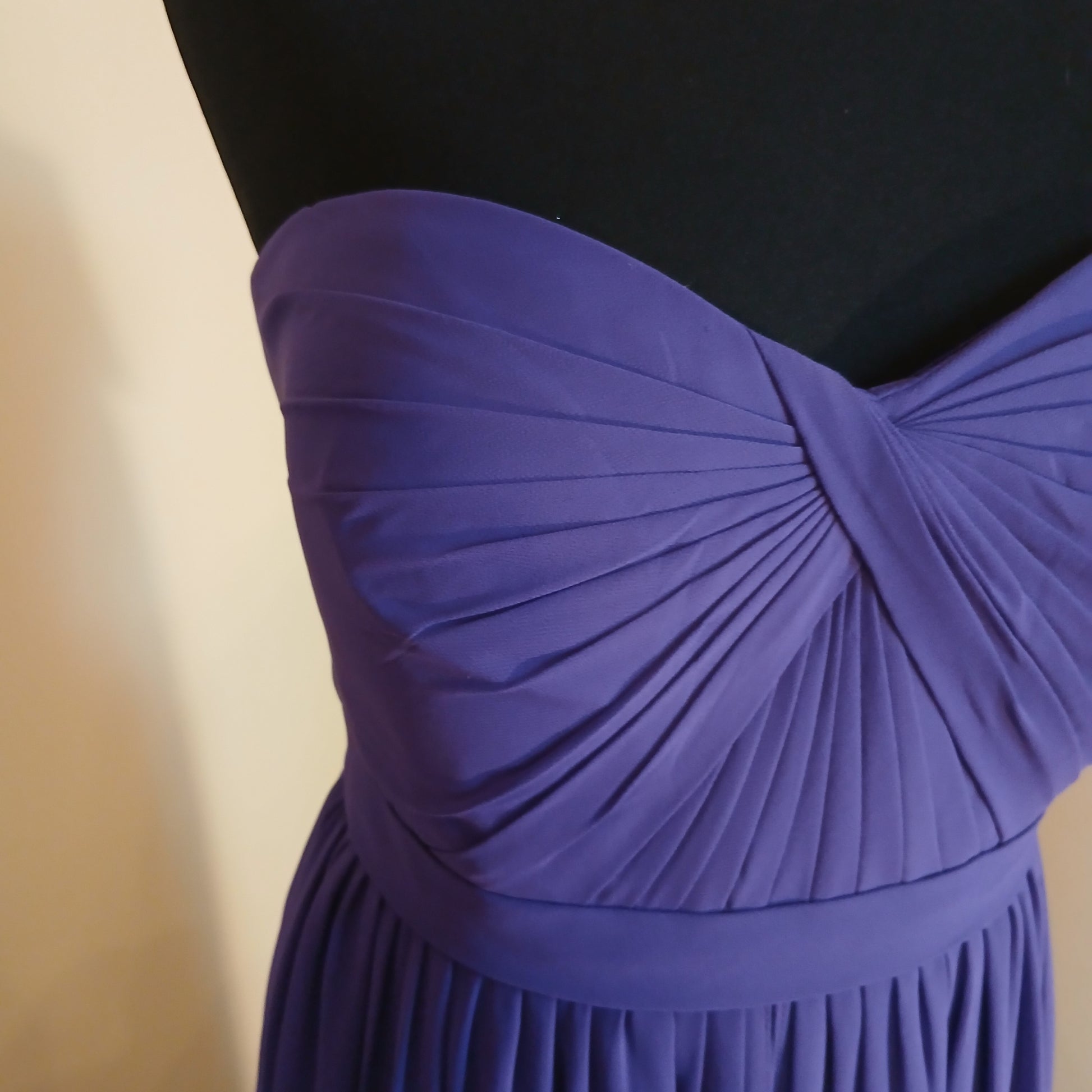 Close-up of a pleated purple fabric 