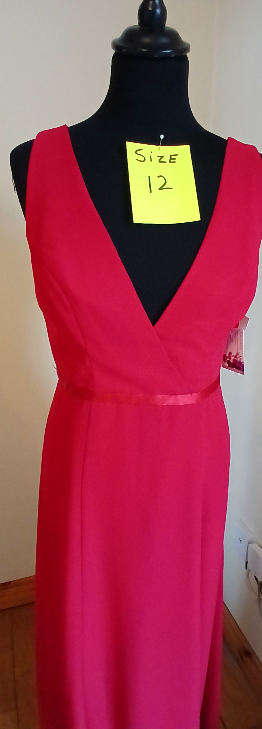 red chiffon v neck dress  size 12