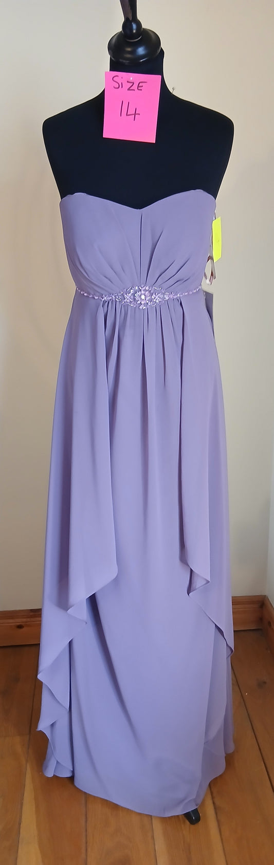 Lavender strapless gown  size 14