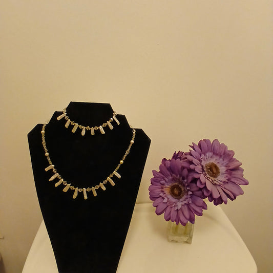 biwa pearls and Swarovski crystals